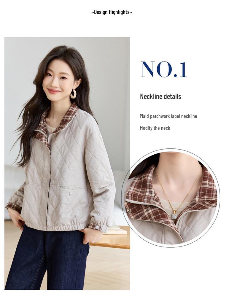 Petite Women's Trendy Plaid Patchwork Slimming Jacket