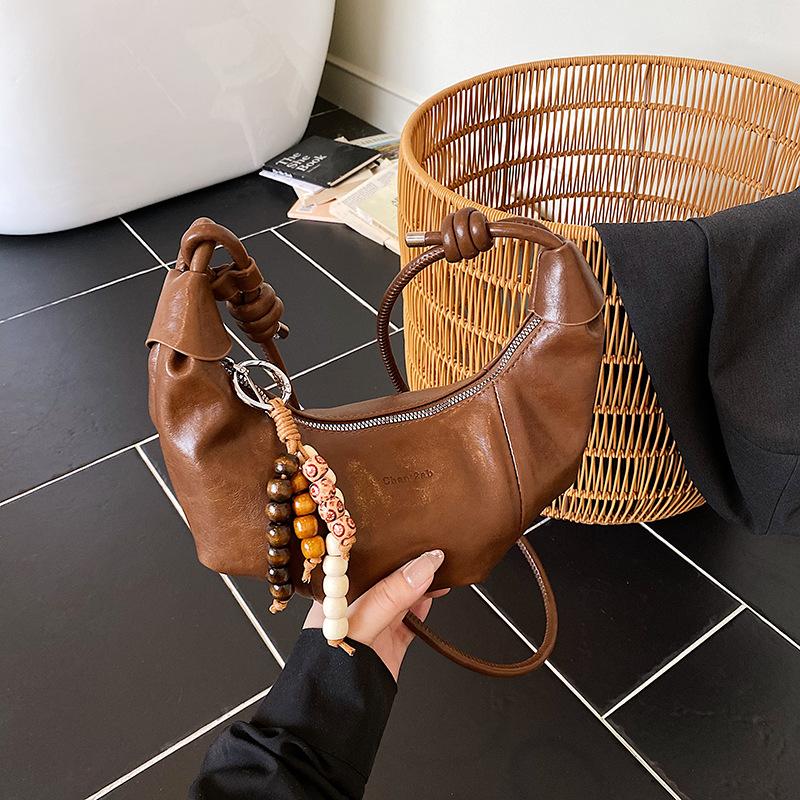 Commuter Dumpling Bag Women's 2025 Autumn New Trendy Fashion Shoulder Bag Pleated Slack Messenger Bag