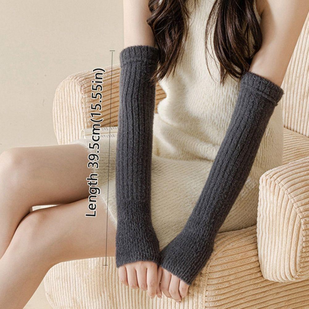 Cold Proof Warm Arm Sleeve Knitted Fingerless Gloves False Sleeves Arm Warmer Gloves  Casual Wear