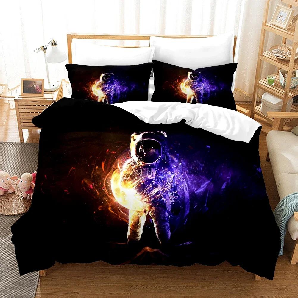 Astronaut im Weltraum Katze Bettdeckenbezug mit Kissenbezug Bettwäscheset Einzelbett Doppelbett Twin Full Queen King Size für Schlafzimmerdekor