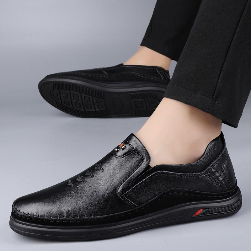 Fashion All-match Male Business Shoes All-match Male Casual Loafers Comfortable Man Walking Footwear Men's Genuine Leather Dress Shoes