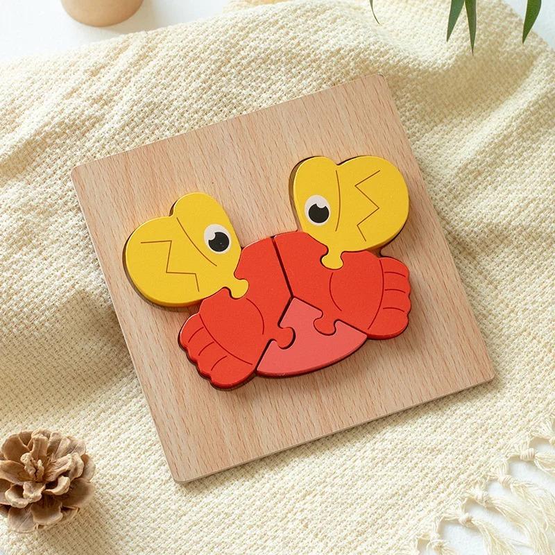 Vysoce kvalitní 3D dřevěné puzzle Dětské karikatury Dopravní zvířata Jigsaw Rané učení Poznávací hra Puzzle hračky pro děti