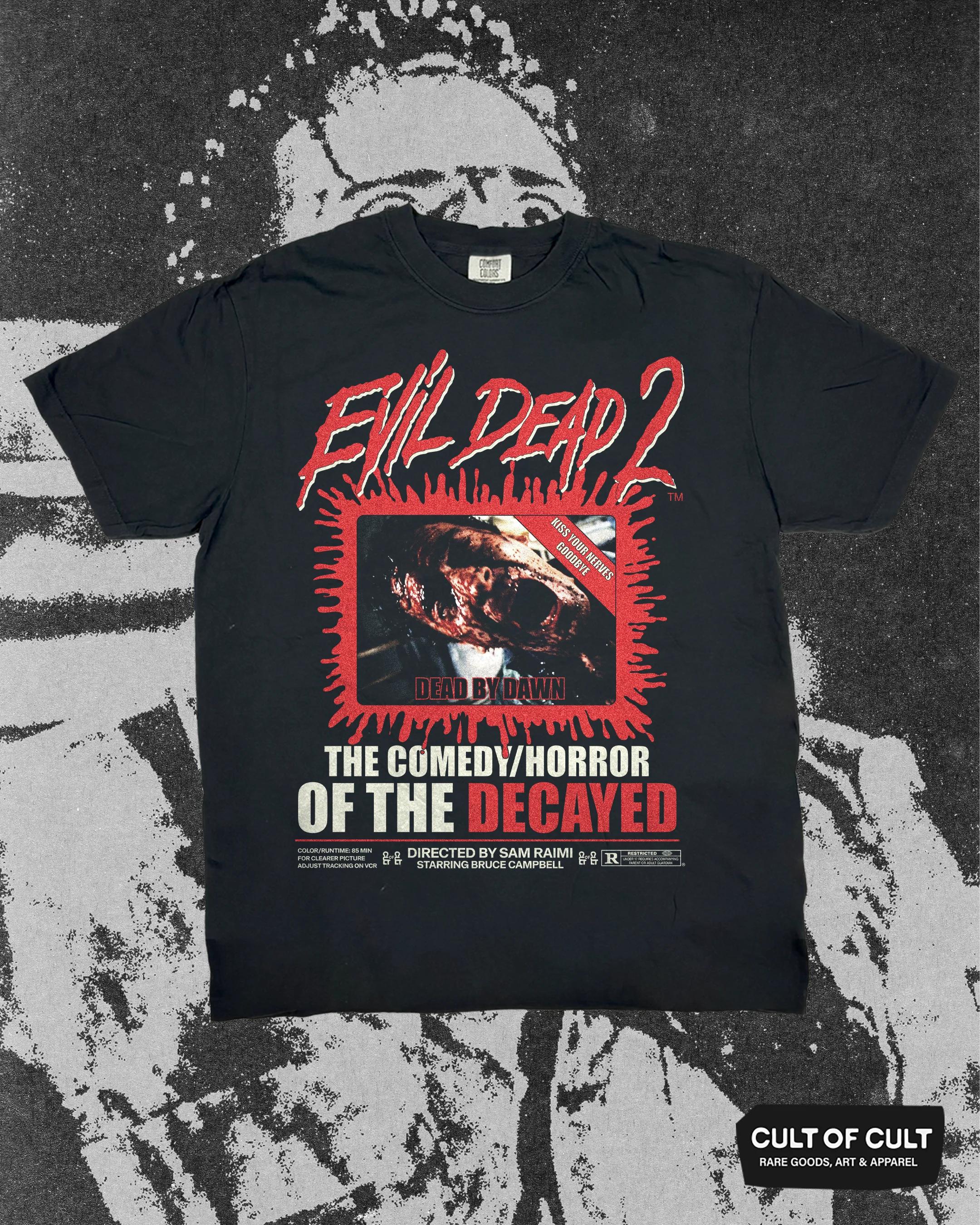 Evil Dead 2 Dead By Dawn Vintage Horror T-Shirt 90s Retro Movie Graphic Tee 2XL