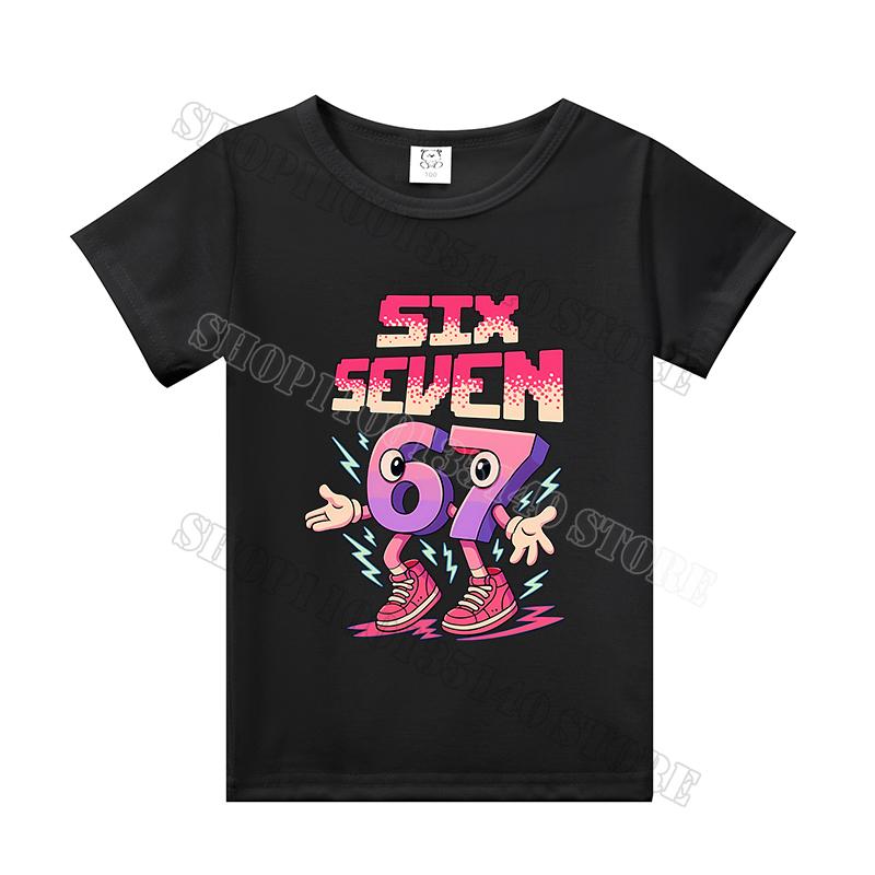 Steal A Brainrot Short Sleeve Children T-shirt 67 Six Seven Cotton Tops Tshirt Boys Girls Clothing Fashion Funny Kid Tee Shirts