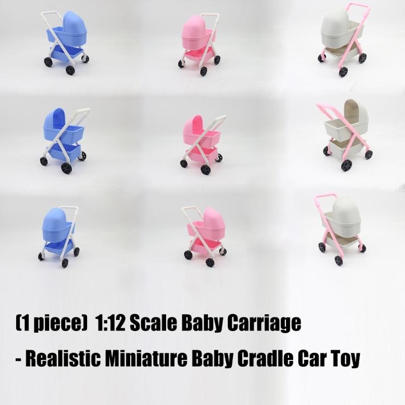 Miniature Baby Cradle Model Figure Doll House Nursery Room Scene Display Accessory Realistic Design 1/12 Scale Furniture