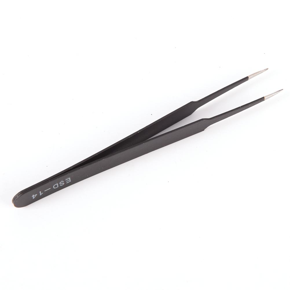 Kit 6 Professional Safety Anti-Static Tweezers Premium Silver Anatomy