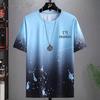 Gradient Summer Men's Loose Fit T-Shirt , Trendy Casual Short Sleeve