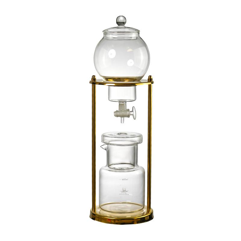 

Стеклянный кофейник набор Золотая полка из нержавеющей стали Экстракционный кофейник с ледяной каплей Кофейник для холодного заваривания 600ml