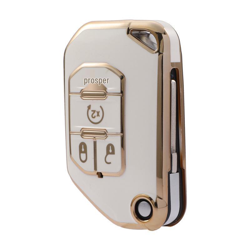 Gold Edge Car Key Case for Jeep Wrangler Sahara 21 & Wrangler 18-20 Models