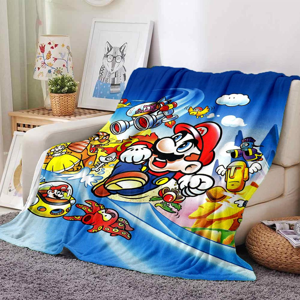 Mario'S Adventure Space Flannel Blanket Super Soft Warm Cozy Blanket For Sofa Bed Office Travel Allseason Home Decor Gift