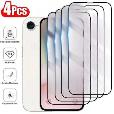4 Stück Vollabdeckung Gehärtetes Glas für iPhone SE 2022 2020 9H HD Displayschutz für iPhone SE 4 2025 7 8 Plus SE2 Schutzglas