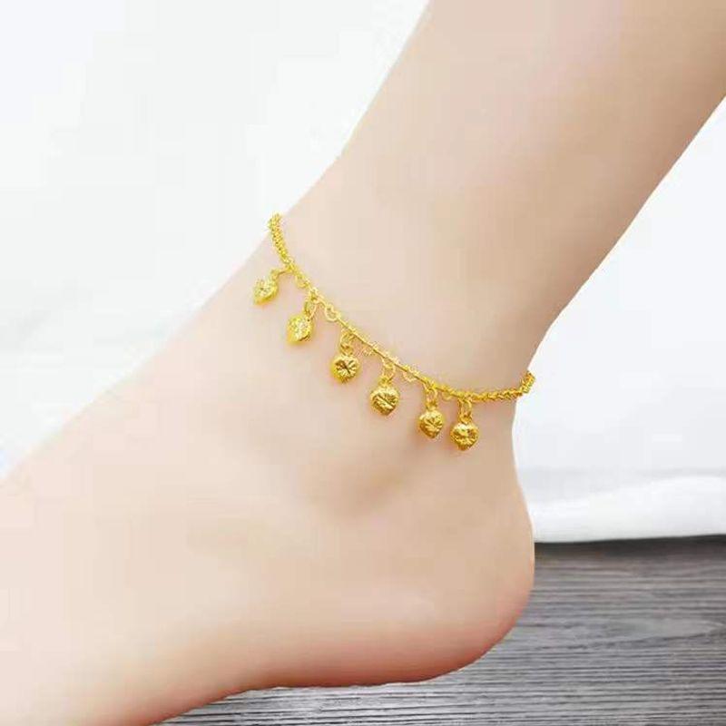 

Оригинальный золотой цвет экрана красный счастливый бусины браслет на ногу для девушки Peach heart anklet