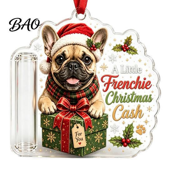 Wooden Money Clip Ornament Christmas Holder Ornament, Cash Gift Tree Hanging Decoration, Acrylic Display Storage Merry Pendant for Holiday Party Decor