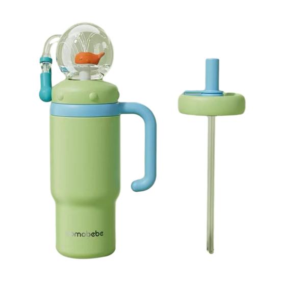 Velrybí fontánový kelímek 710ml Nerezový hrnek na pití se zábavným fontánovým efektem Nepropustný Kelímek se slámkou odolný proti rozlití pro děti dospělé