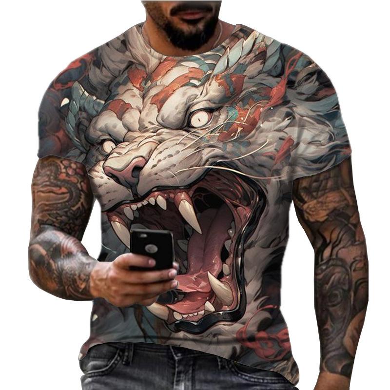 Men's Crew Neck Short Sleeve 3D Printed T-Shirt Fashion Top Comfortable Daily Wear