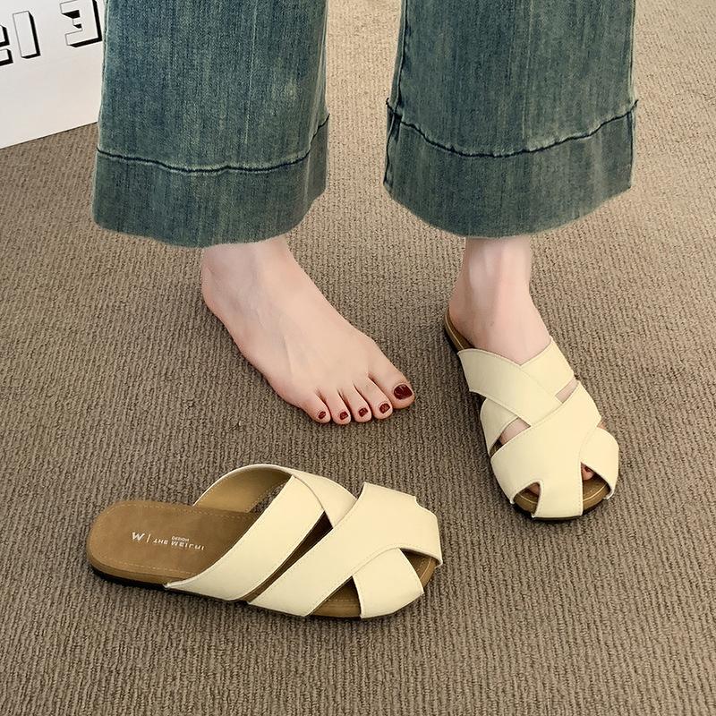 

Полутапочки Birkenstock женские летние 2025 новинка французские однопедальные туфли для беременных на мягкой подошве с закрытым носком прохладные женские тапочки 35