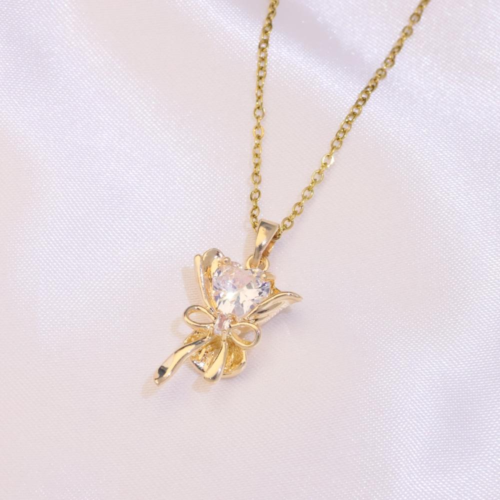 Fashion Bouquet Pendant Necklaces for Women Zirconia Necklace Wedding Party Jewelry Accessories