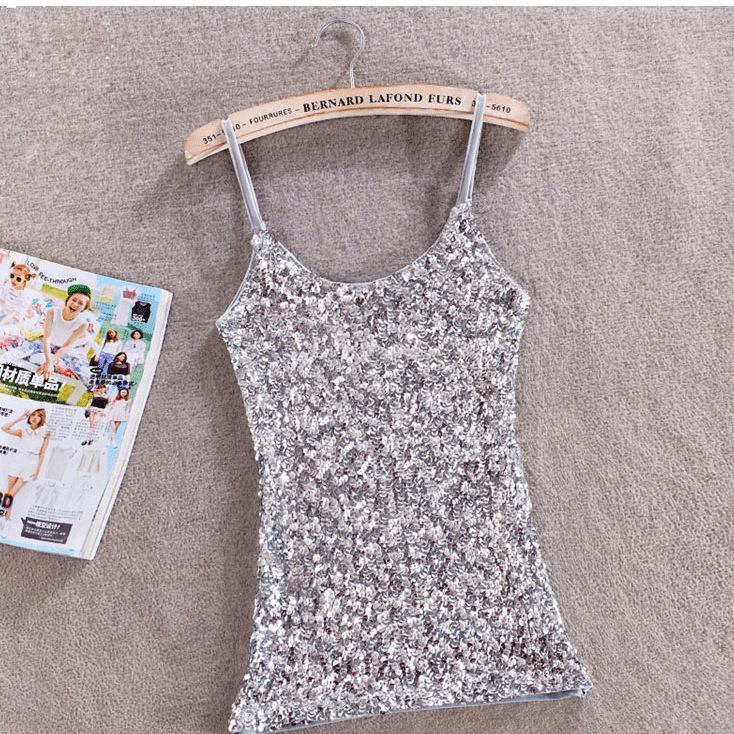 New Slimming Sequin Tank Top Camisole - Women's Versatile Base Layer Vest