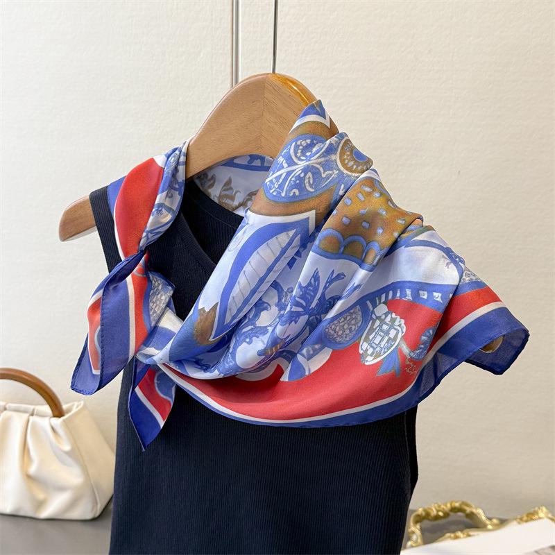 Print Designer Spring Summer 70cm Square Women Scarf Neckerchief Silk Satin Scarves Shawl Headband Hijab Bandana Wrap Bufanda