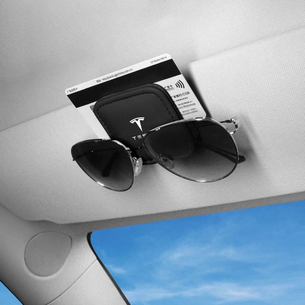 Autoaufkleber 2025 Heißes Auto Sonnenblende Brillenaufbewahrungsbox Sonnenbrillenclip Karten-Ticket-Halter Für Tesla Model 3 Y S X X Roadster Jugue