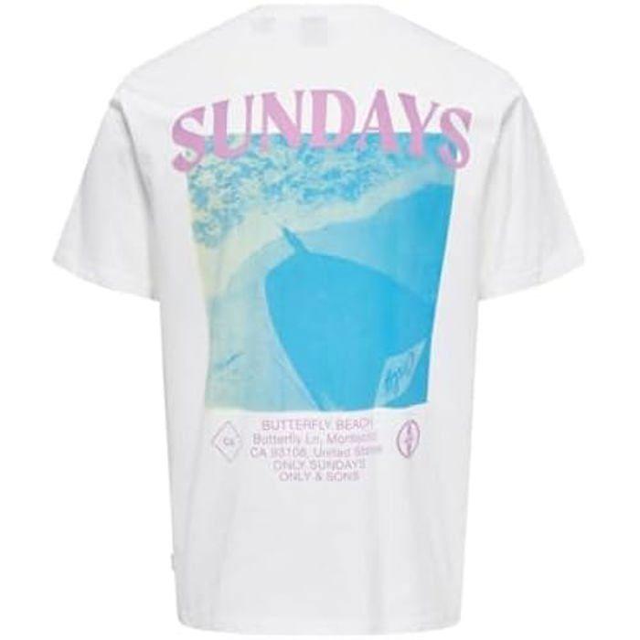 T-shirt - ONLY &amp; SONS - Onskye Reg Photo SS Tee - Coton - Manches courtes - Col arrondi