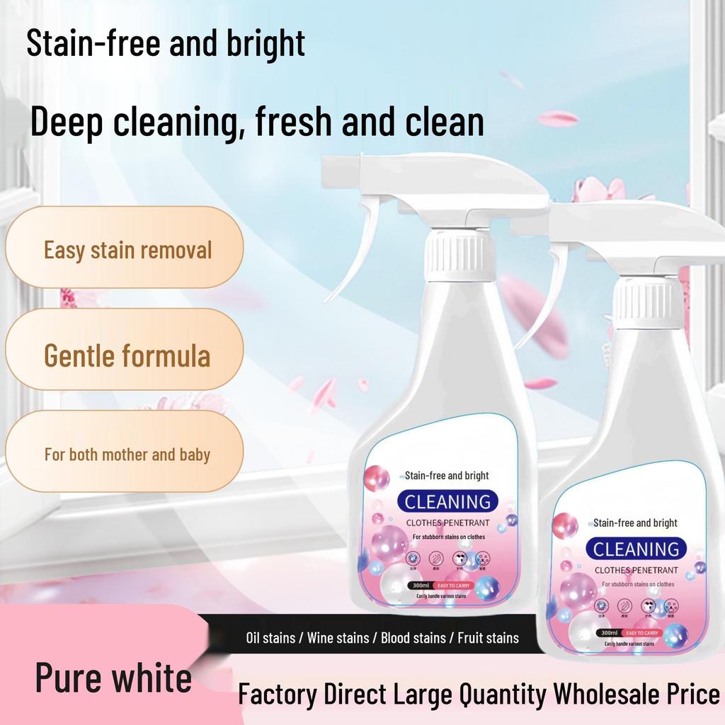 Stain-Free Spray: Powerful No-Rinse Detergent for White Clothes - Removes Stains, Yellowing, Mold, and Oil.