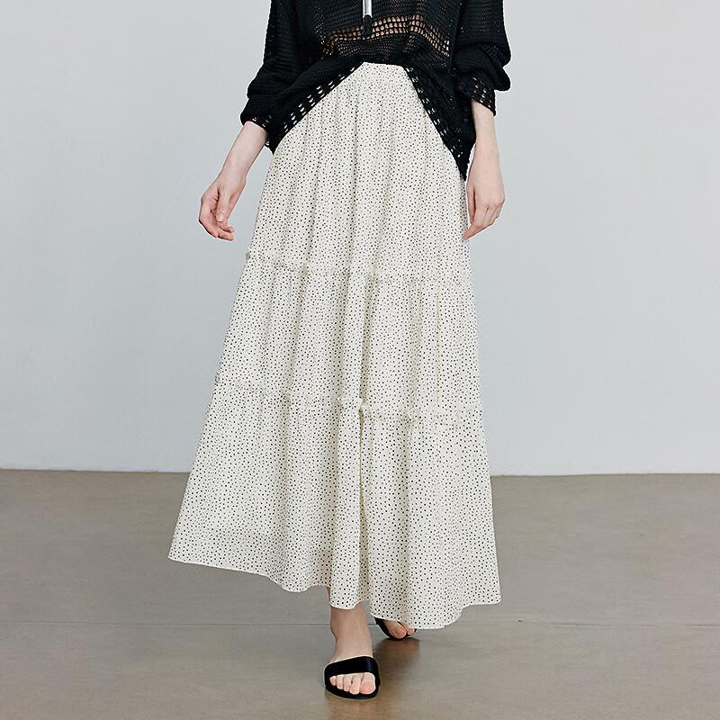 Women's French Polka Dot A-Line Midi Skirt