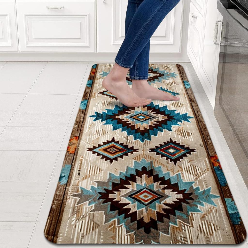 South Western Geometric Kitchen Mat Entrance Doormat Decor Anti-slip Corridor Balcony Rugs Bedroom Beside Foot Mat Bathroom Mat