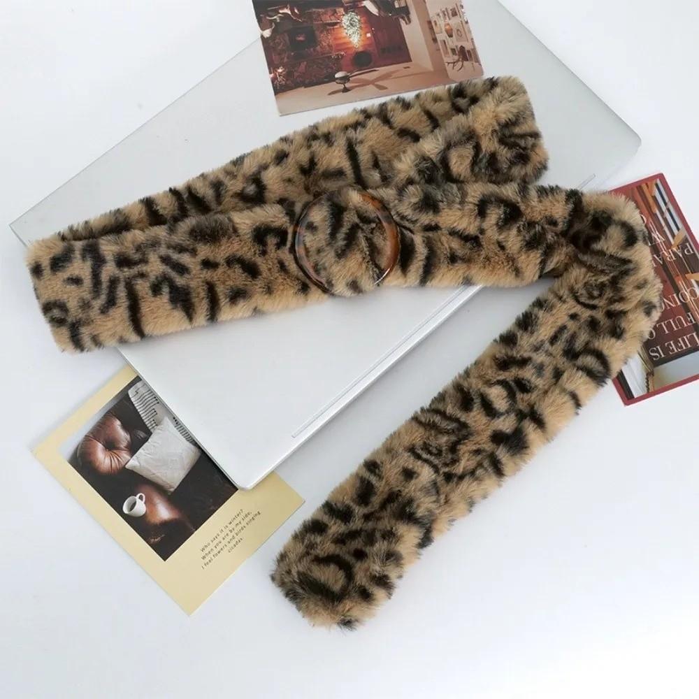 Faux Fur Furry Plush Belt Leopard Print Tassels Waistband Hip-hop Waist Belt  Jeans Decor