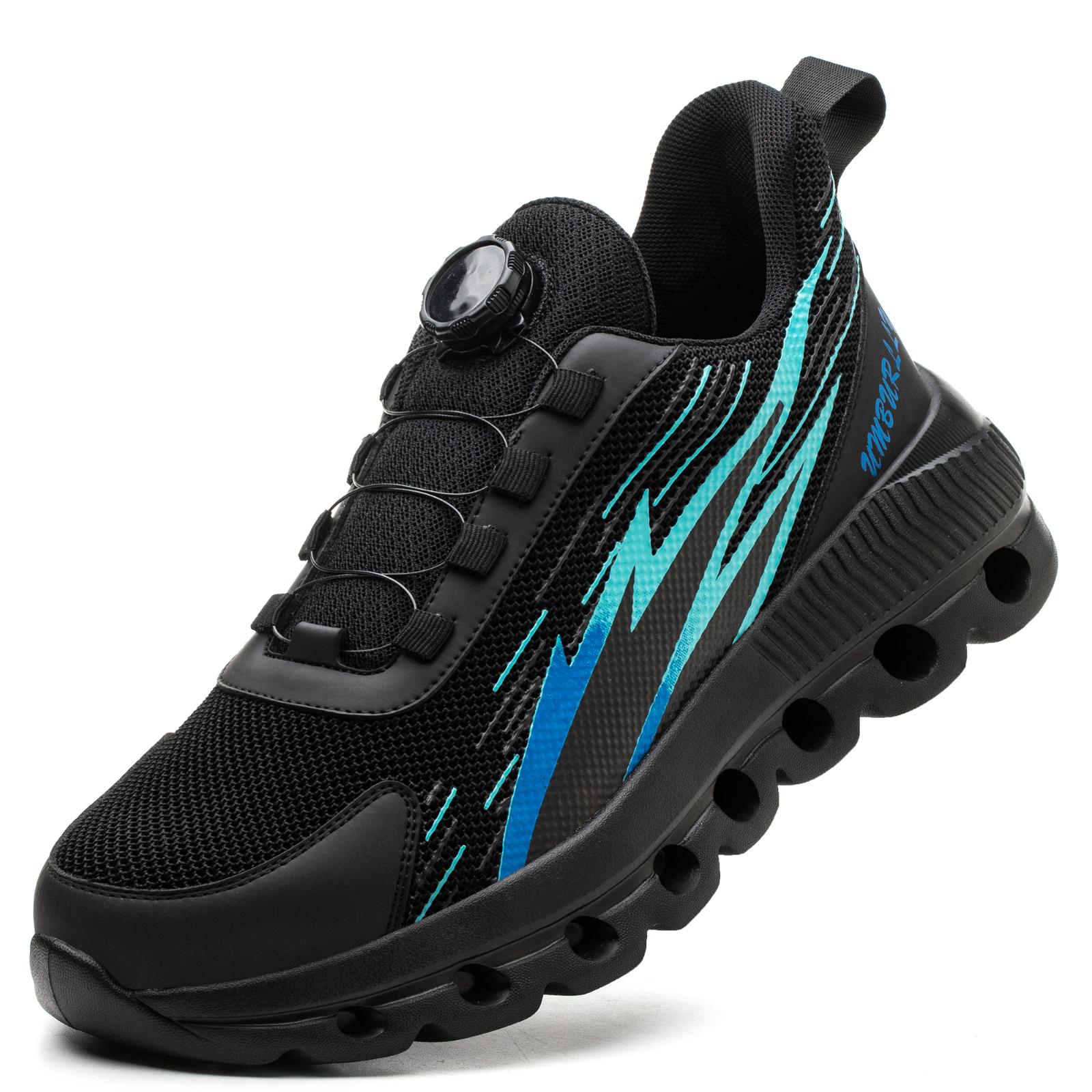 Мужская и женская защитная обувь со стальным носком вращающаяся кнопка устойчивые к проколам рабочие кроссовки дышащая противоударная противоударная строительная защитная обувь 38 синий 4196₽