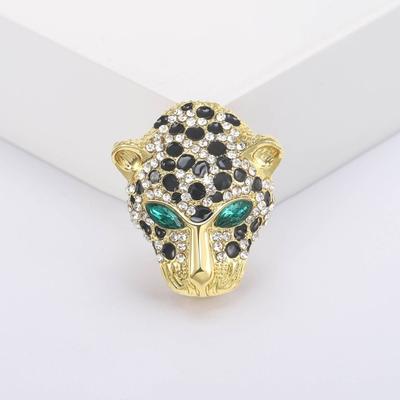 Yousheng Leopard Head Brooch Rhinestone Inlaid Polished Mighty Panther Shape Coat Collar Suit Bag Hat Decoration Clothes Jewelry Accessories