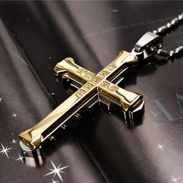 2024 Dark Knight Men's Diamond Cross Pendant Necklace
