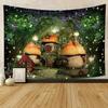 Magical Mushroom Village Tapestry  Whimsical Fantasy Wall Art Large Enchanting Home Decor Tapestry