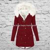 Women's Hooded Mid-Length Coat with Fur Collar and Waist Cinching - Plus Size, Thick, Cotton Padded for Autumn and Winter.