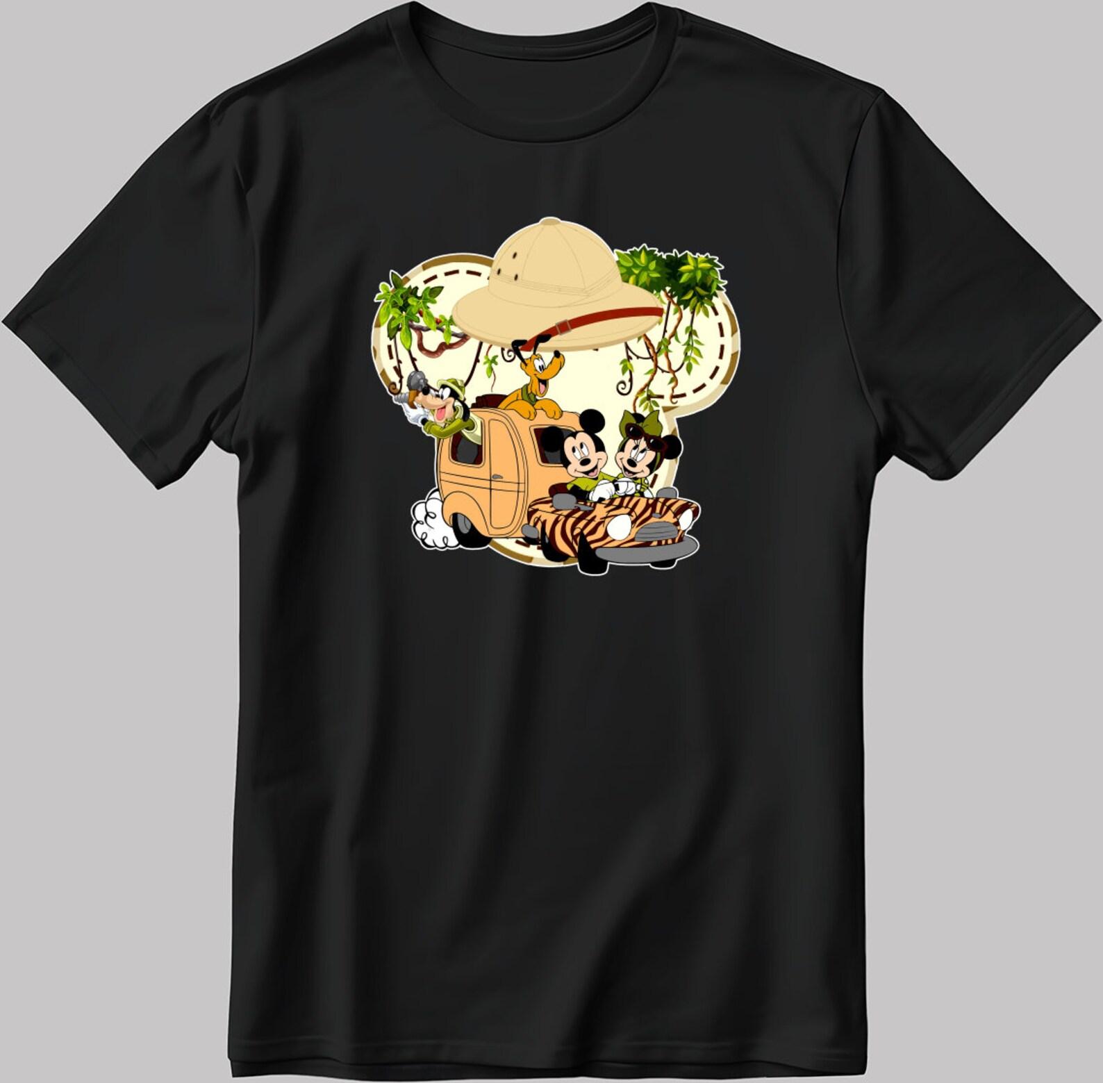 Mickey & Friends Safari T-Shirt: Black/White Cotton Tee J028 S