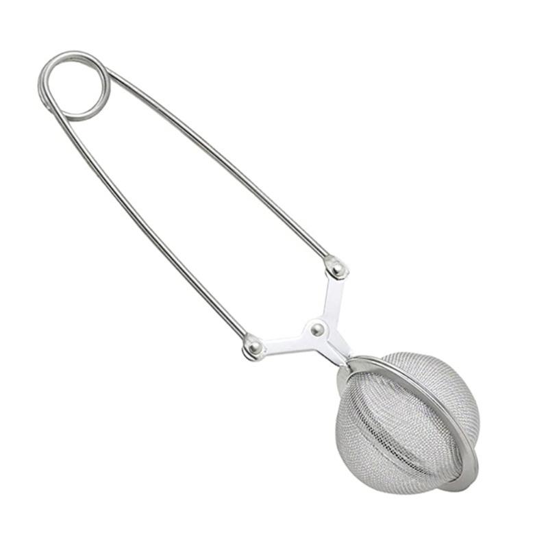 4pcs Rustproof Teas Filter Ball Stainless Steels Easy to Open Close Clip Kitchen Teas Mesh Infuser Strainer with Handle