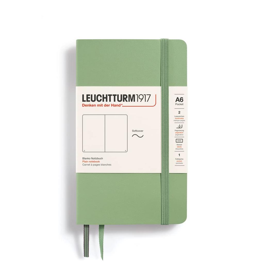 Leuchtturm A6 Plain Officially Imported Notebook, Softcover, Sage, 363953,