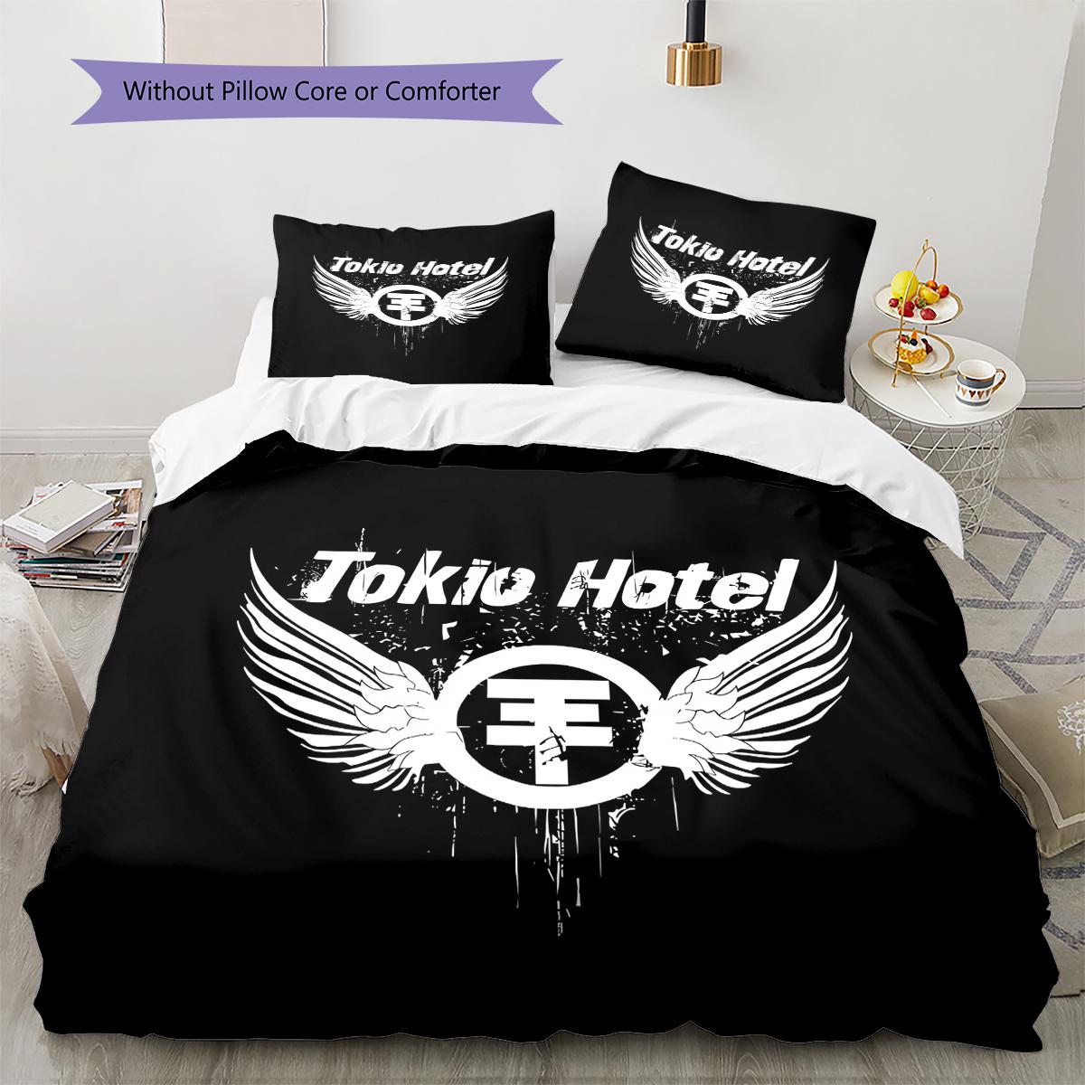 

Tokio hotel Постільна білизна з візерунком, Комплект ковдри, Підковдра, Наволочка, Домашній подарунок на день народження (1 * підковдра + 2 * наволочка, без наповнювача) 200x200cm