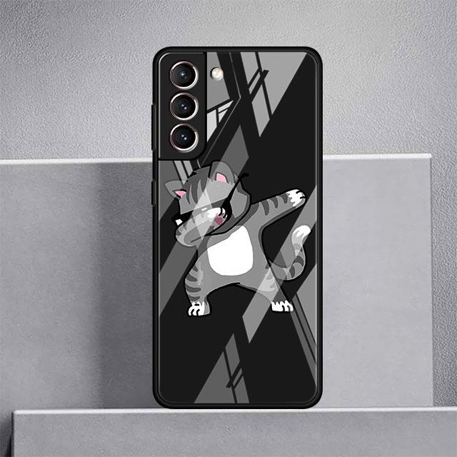 Dog Cute Animal Glass Case For Samsung Galaxy S22 S20 FE S21 Plus Phone Cover S10 5G S9 Note 20 Ultra 10 Lite Shell