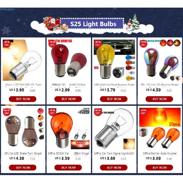 10Pcs Car Turn Signal Lights S25 1156 1141 BA15S Car Dual-filament Halogen Bulb Turn Singal Light DC12V Reverse Lamp Yellow Bulb Dome Lights 6