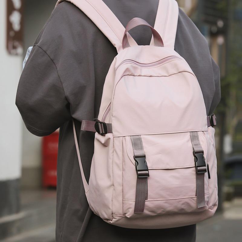 Solid Color Backpack Men's Nylon Waterproof Large Capacity Lightweight Travel Backpack Student School Bag