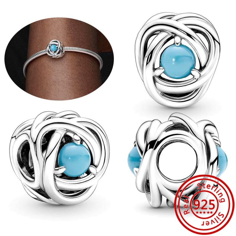 925 Sterling Copper Colorful Zircon Month Star Sign Zodiac Pendant Golden Beads Fit Original Pantaro Charms Bracelet DIY Zircon