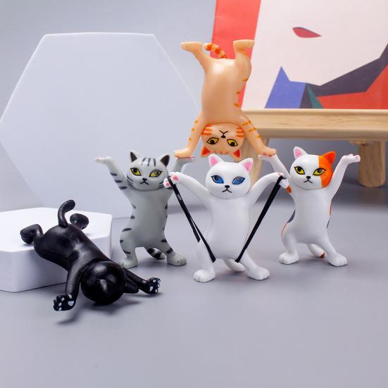 Tančící kočičí postava Dekorace Rozkošný vzhled Mini velikost Legrační kreslená socha kočky Socha zvířecího modelu Ornament