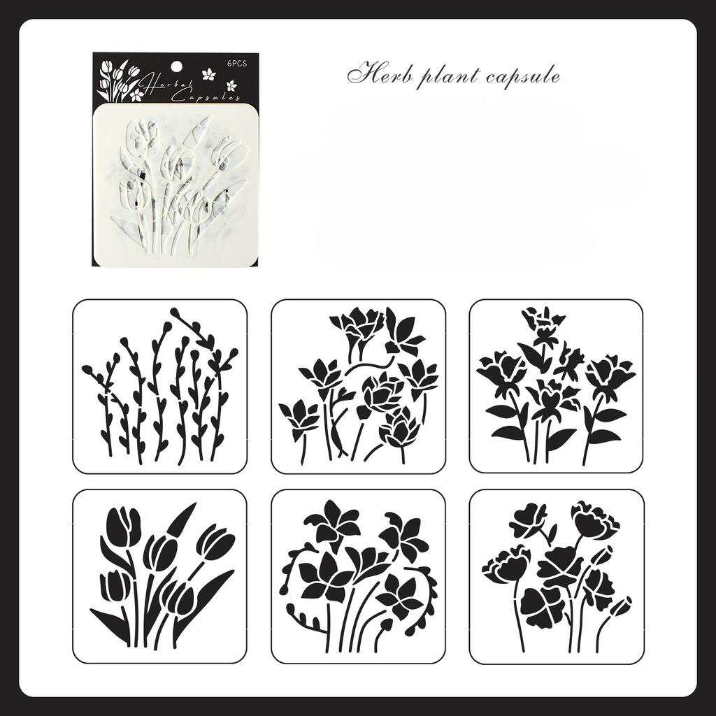 Lot de 6 pochoirs floraux et papillons pour scrapbooking, petits pochoirs créatifs pour décoration murale, pour peinture et décoration