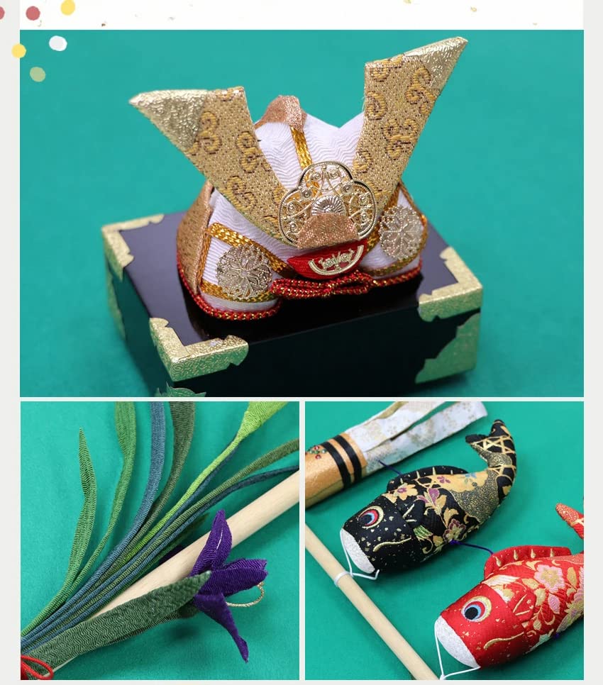 Osaka Choseido May Compact Mini Carp Streamer for Indoor Personalized Wooden Tag Included Chirimen Tabletop Brocade Carp Streamer Doll, Use, (Sent