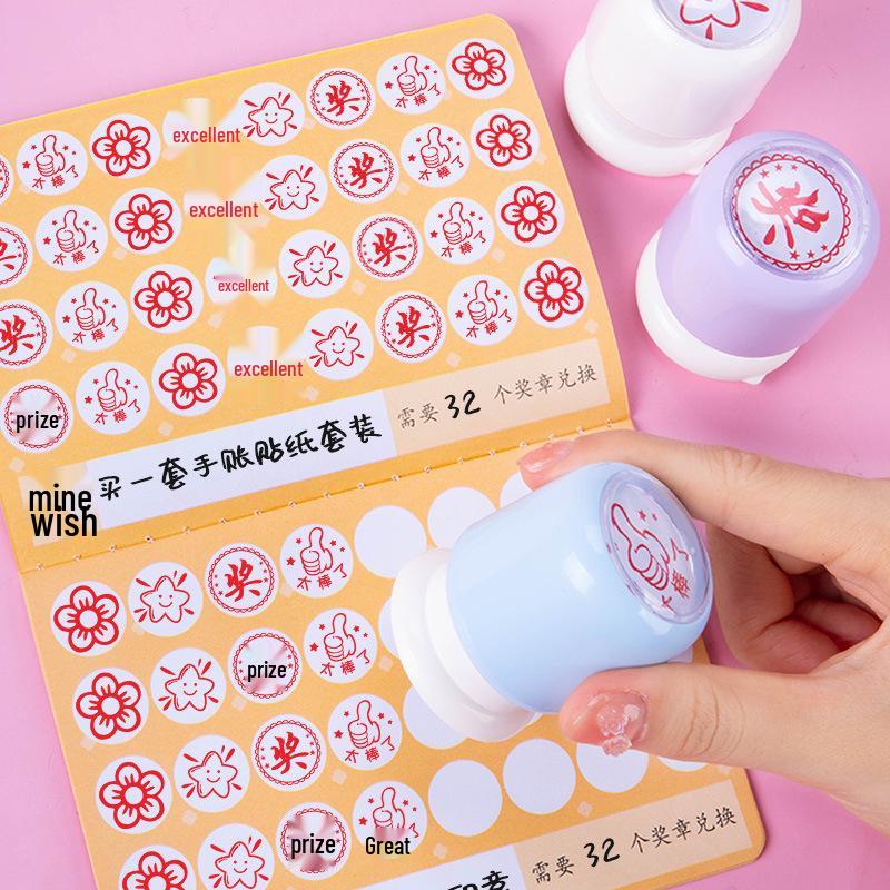 Kinder-Cartoon-Belohnungsstempel für Lehrer: Kleines Rotes Blumendesign zur Hausaufgabenkorrektur im Kindergarten & in der Grundschule