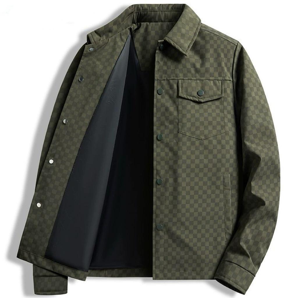 Autumn and Winter Fashion Plaid Lapel Men's Executive Jacket Men's Top Shirt Collar Jacket