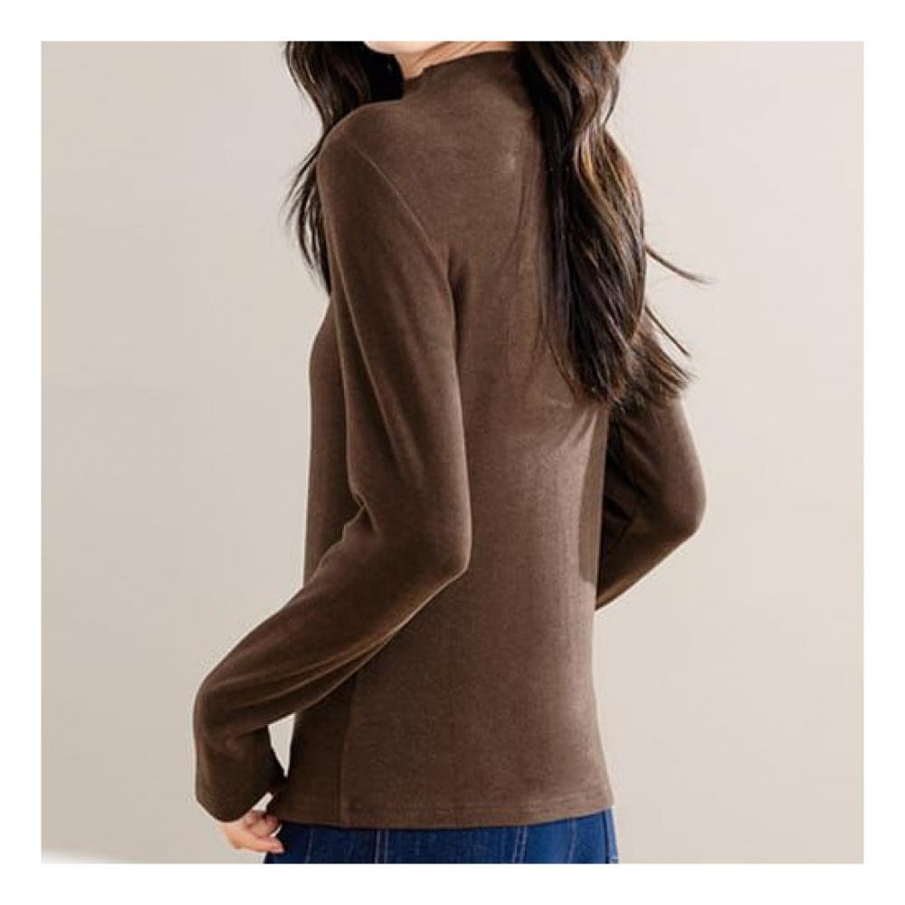 Navava SofT Warm BuTTon Half High Neck Long Sleeve T shirT nT1095