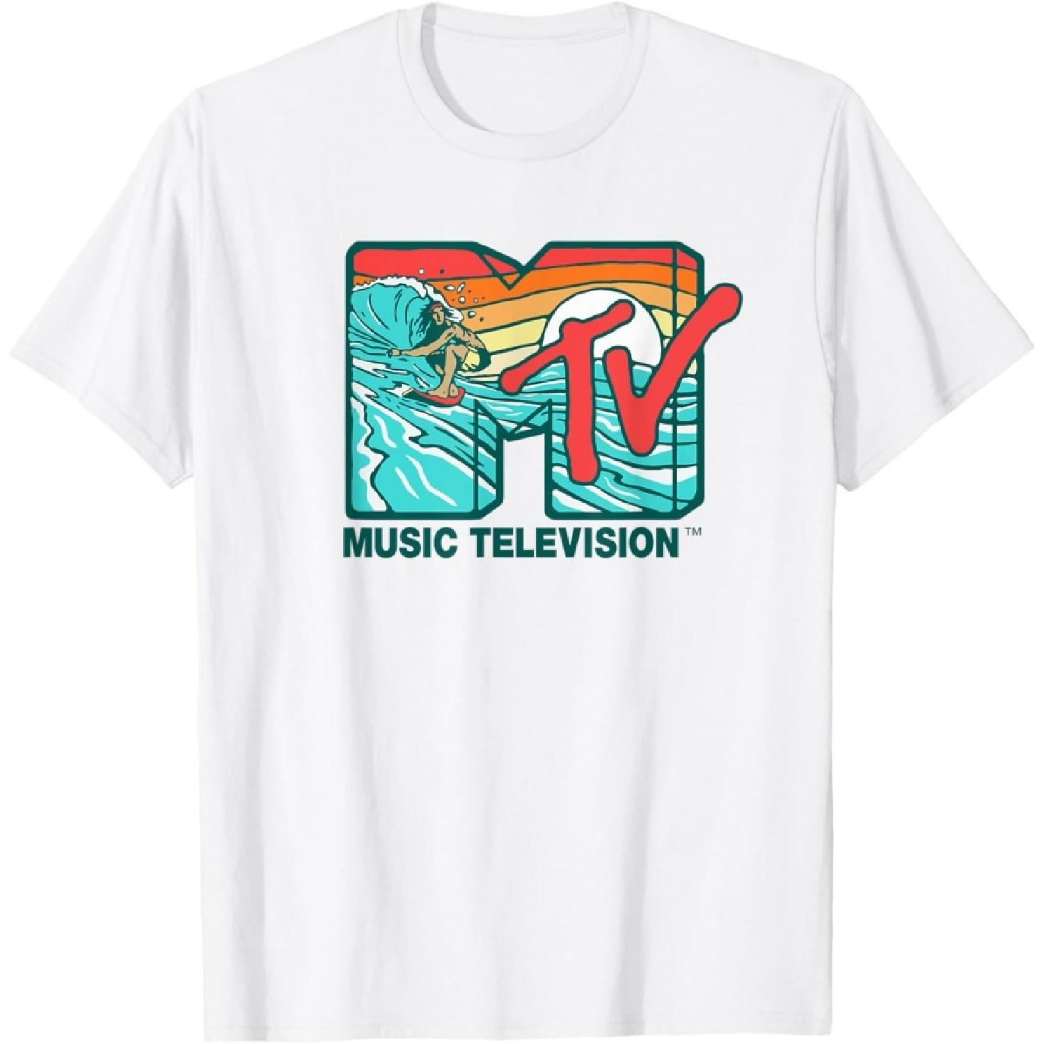 Mademark x MTV - MTV Catch a Wave MTV Surfer Logo Retro Graphic T-Shirt S белый