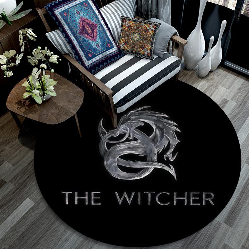 The Witcher pattern round rug,Carpet Rug for Living Room Bedroom Playroom ,Non-slip Floor Mat,Holiday Gifts and Birthday Gifts.